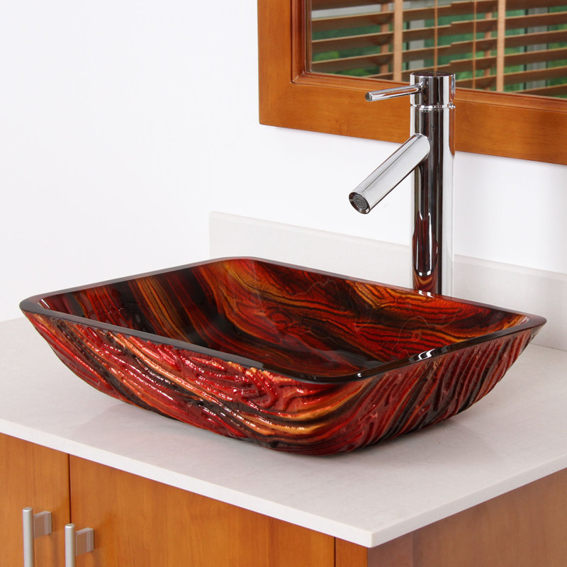 Elite Hot Melted Contrasting Hand Painted Glass Rectangular Vessel