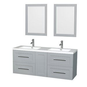 Olivia 60″ Double Dove Gray Bathroom Vanity Set with Mirror