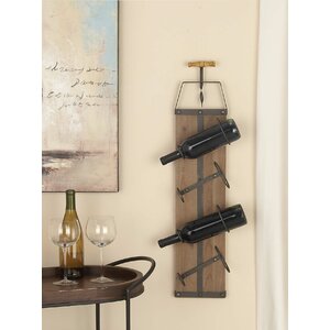 Wood/Metal 4 Bottle Wall Mounted Wine Rack