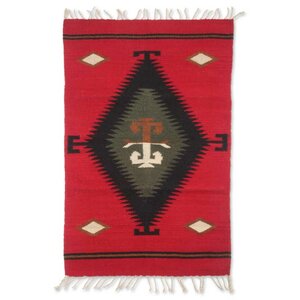 Hand-Loomed Red Area Rug