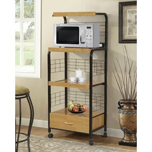 Microwave Cart with Wood Top