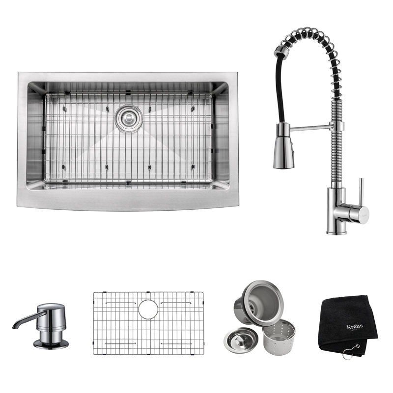 Kraus Kitchen Combos 33" x 21" Single Basin Farmhouse ...