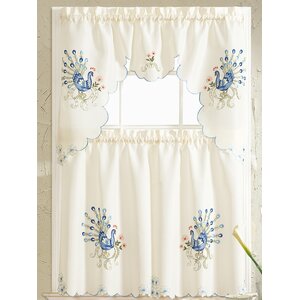 Peacock Embroidered Kitchen Curtain
