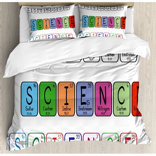 Periodic Table Science Letterings With Capital Elements School Students Chemistry Lovers Duvet Cover Set