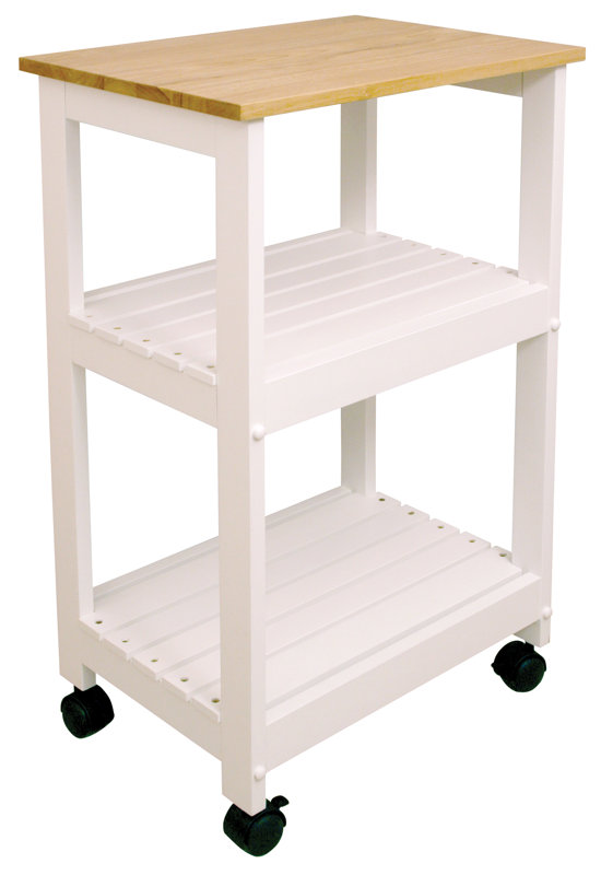 Allie Microwave Kitchen Cart with Butcher Block Top ...