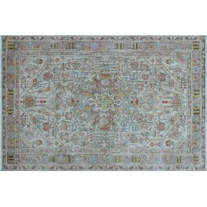 April Overdyed Distressed Hand-Knotted Beige Area Rug