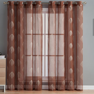 Jennifer Nature/Floral Sheer Grommet Curtain Panels (Set of 2)