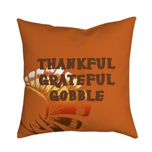 Holiday Treasures Thankful Gobble Textual Throw Pillow