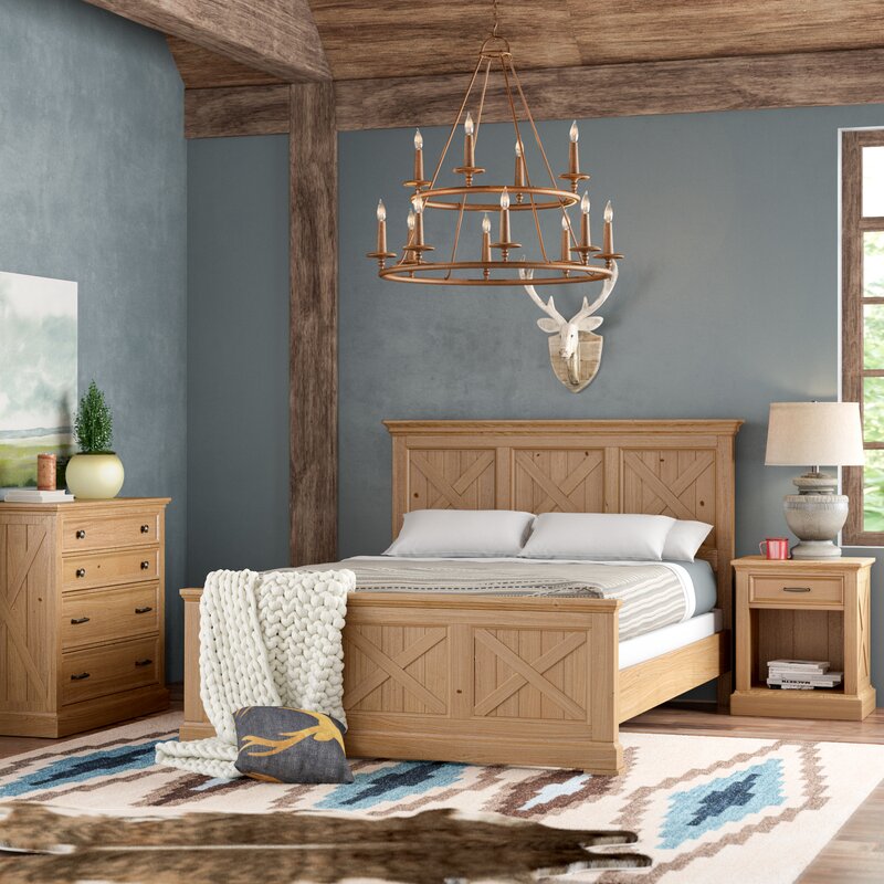 loon peak burbury country lodge wood panel 3 piece bedroom set