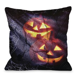 Pumpkins and Spiderwebs Throw Pillow