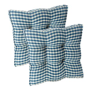 Gingham Square Universal Chair Cushion with Grip Dot (Set of 2)