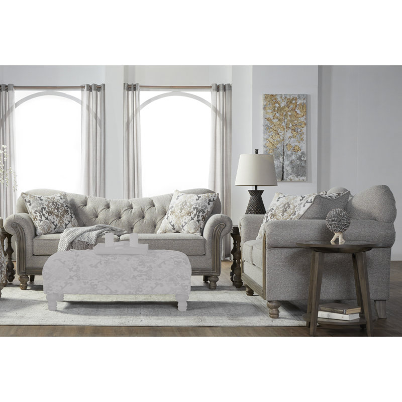 Ophelia & Co. Larrick Fabric Tufted Leather Living Room Set Wayfair