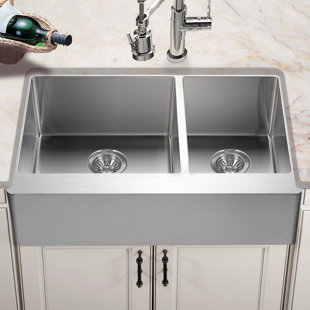 A Front Sink Wayfair Epicure 33 L X 20 W Series 60 40 Double Bowl A Front Kitchen Sink