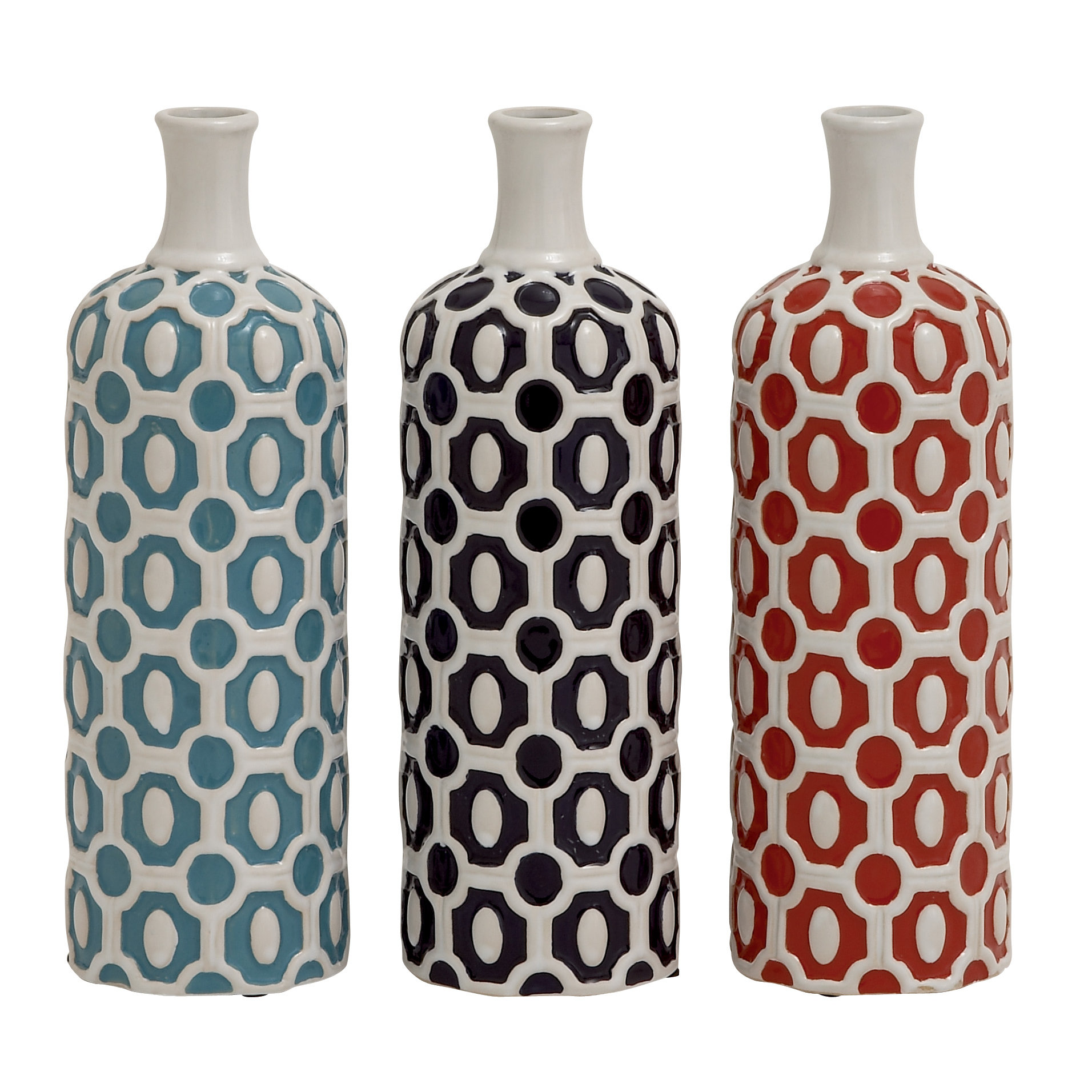 Woodland Imports 3 Piece Ceramic Vase Set & Reviews Wayfair