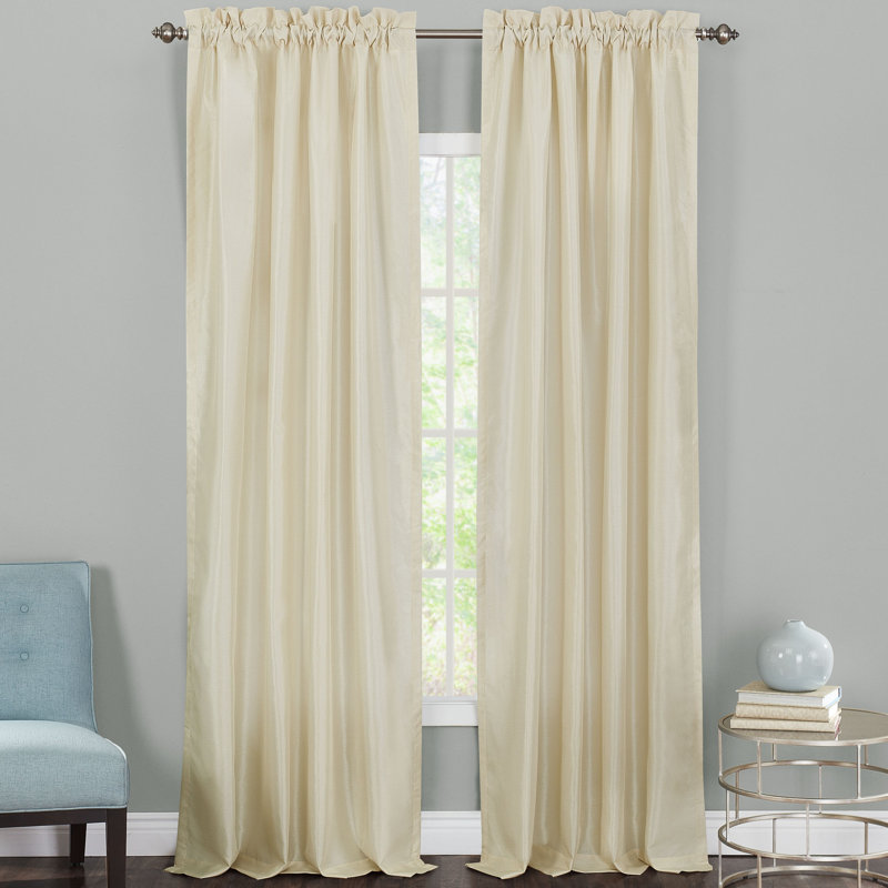 Taylorstown Solid Semi Sheer Rod Pocket Curtain Panels