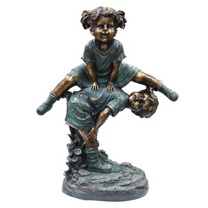 Girl Jumping Over Boy Statue