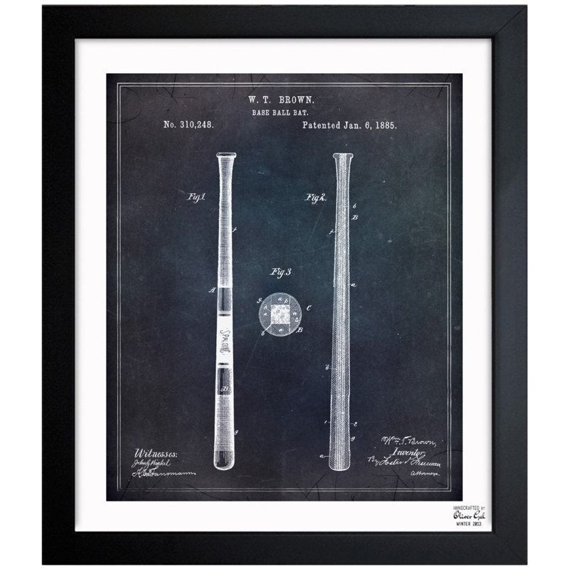 Oliver Gal Baseball Bat 1885 Framed Graphic Art & Reviews Wayfair