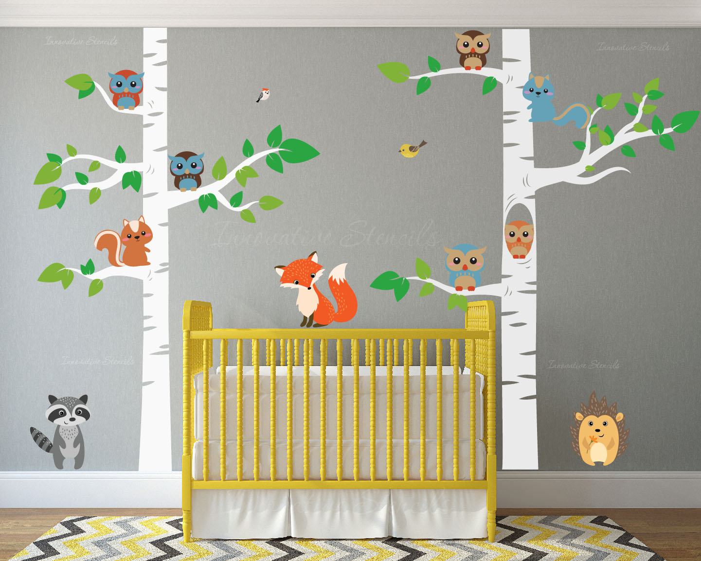 Innovative Stencils 12 Piece Birch Tree Nursery Wall Decal Set Innovative Stencils 12 Piece Birch Tree Nursery Wall Decal Set Reviews Wayfair