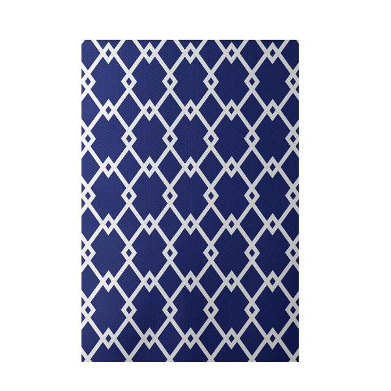 e by design Geometric Royal Blue Indoor/Outdoor Area Rug Wayfair