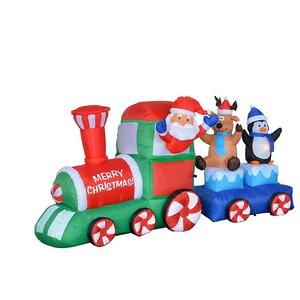 7 ft. Long Santa on Train Christmas Decoration