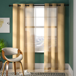 Cyrus Jeanette Solid Semi-Sheer Grommet Curtain Panels