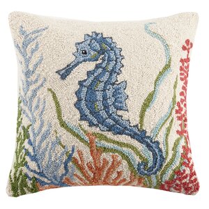 Sea Life Seahorse Hook Wool Throw Pillow