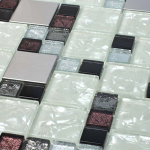 Venetian Random Sized Glass and Aluminum Mosaic Tile in Palermo