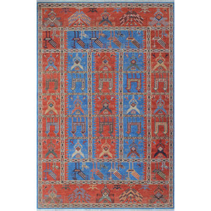 One-of-a-Kind Woodmoor Pashtun Hand-Knotted Wool Blue Area Rug
