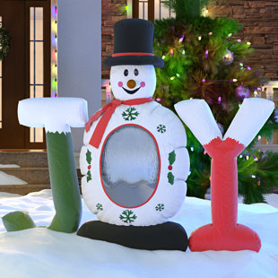 Snow Globe Inflatable Outdoor Wayfair Christmas Inflatable Joy Snowman Snow Globe Decoration