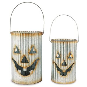 Galvanized Tin Pumpkin 3 Piece Luminary Set