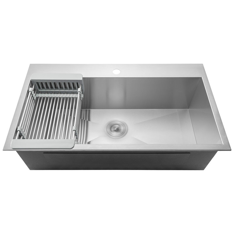 AKDY 33" L x 22" W Drop-In Kitchen Sink with Adjustable ...