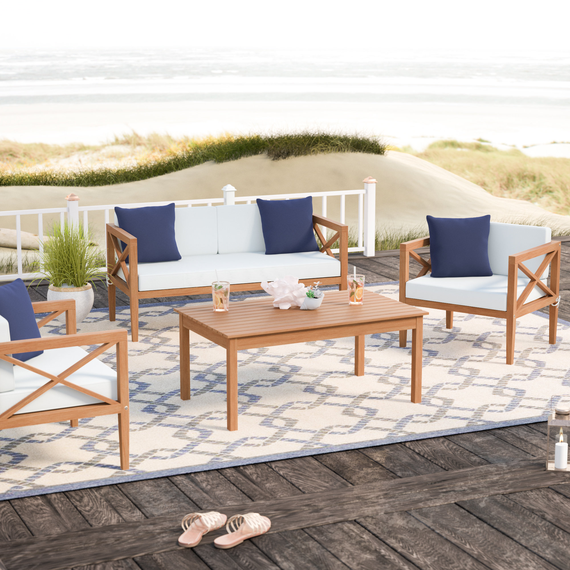 Beachcrest Home Delray 4 Piece Sofa Seating Group With Cushions Beachcrest Home Delray 4 Piece Sofa Seating Group With Cushions Reviews Wayfair