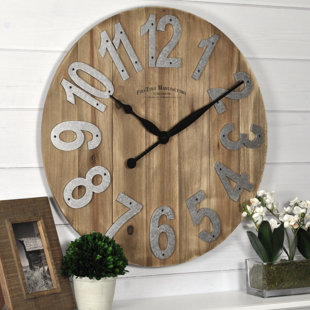 Large Rustic Wall Clocks You Ll Love Wayfair Slat Wood 22 5 Wall Clock