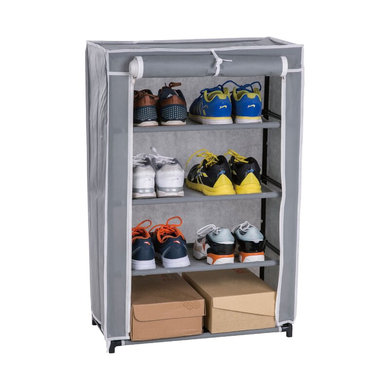 Above Edge Roll-Up 16 Pair Shoe Rack  Finish: Grey