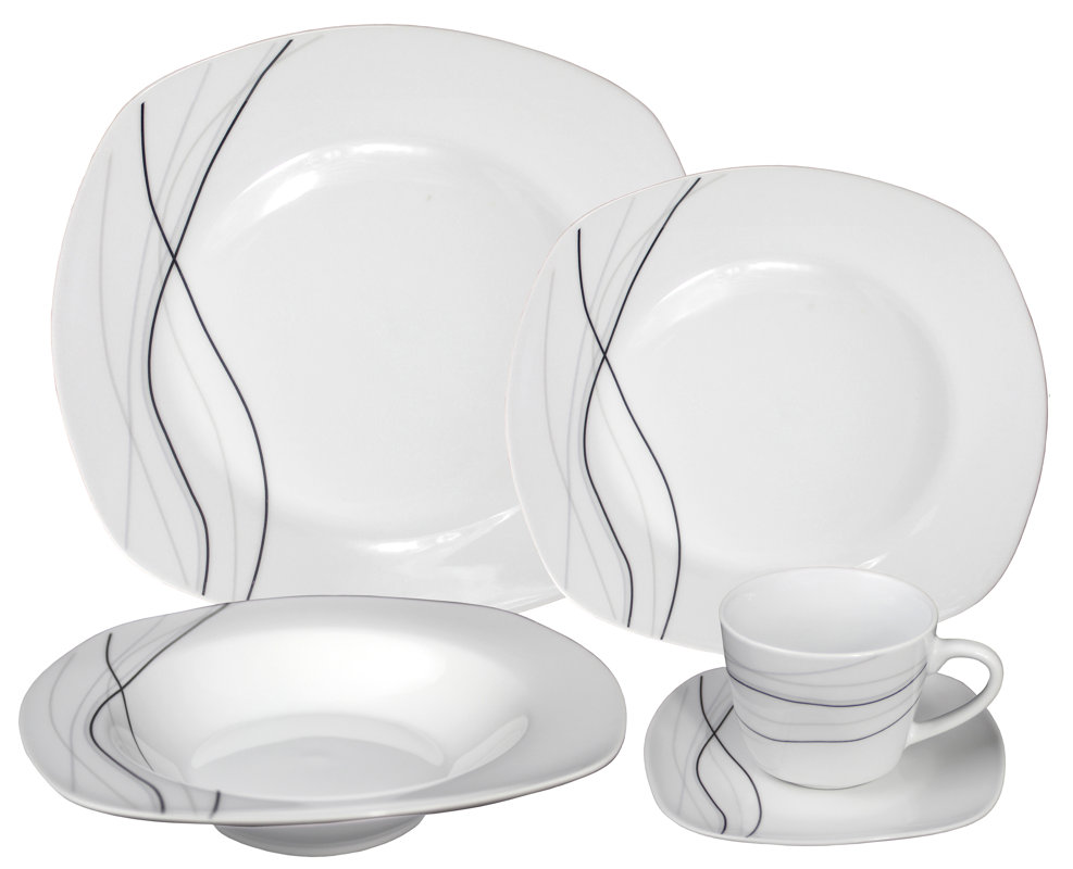Lorren Home Trends Porcelain 20 Piece Dinnerware Set, Service for 4
