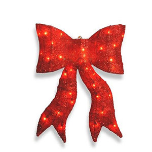 Sparkling Whimsical Sisal Bow Christmas Decoration Lighted Display