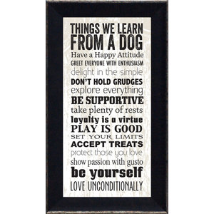 'Things We Learn From a Dog' Framed Textual Art