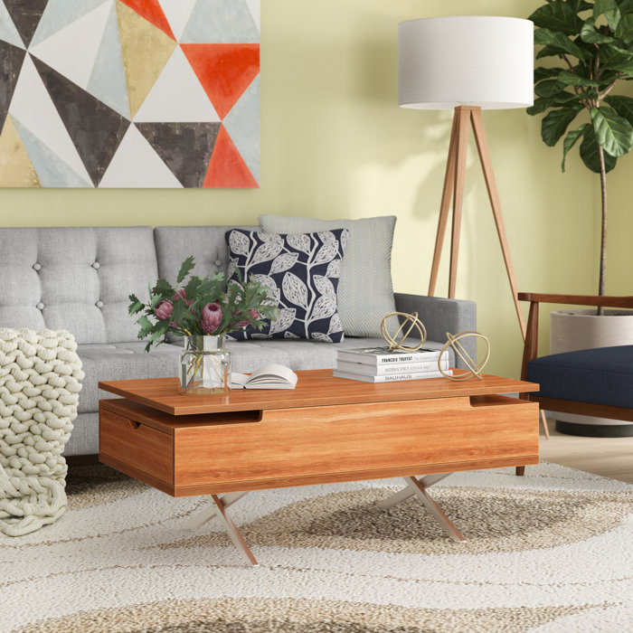 Wrought Studio Denson Melamine Veneer Wood Hidden Storage Lift Top Denson Melamine Veneer Wood Hidden Storage Lift Top Coffee Table