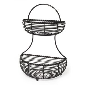 Metal Rope 2-Tier Flat Back Basket