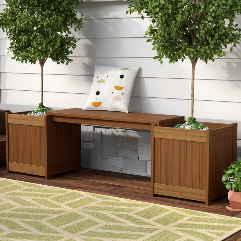 Langley Street Arianna Rectangular Wood Planter Bench