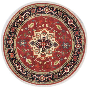 One-of-a-Kind Briggs Hand-Knotted Round Dark Copper Area Rug