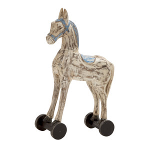 Wood Rolling Horse Figurine