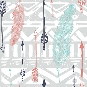 Feathers and Arrows Print Removable 5' x 20