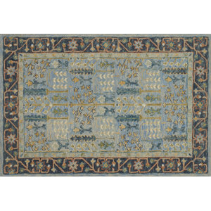 Watertown Hand-Hooked Wool Light Blue/Dark Blue Area Rugu00a0