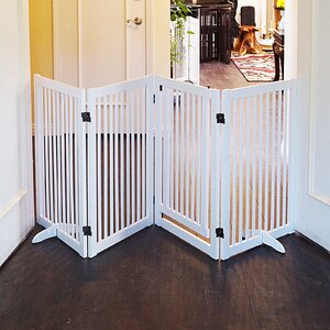 Wood Freestanding Pet Gate with Small Door