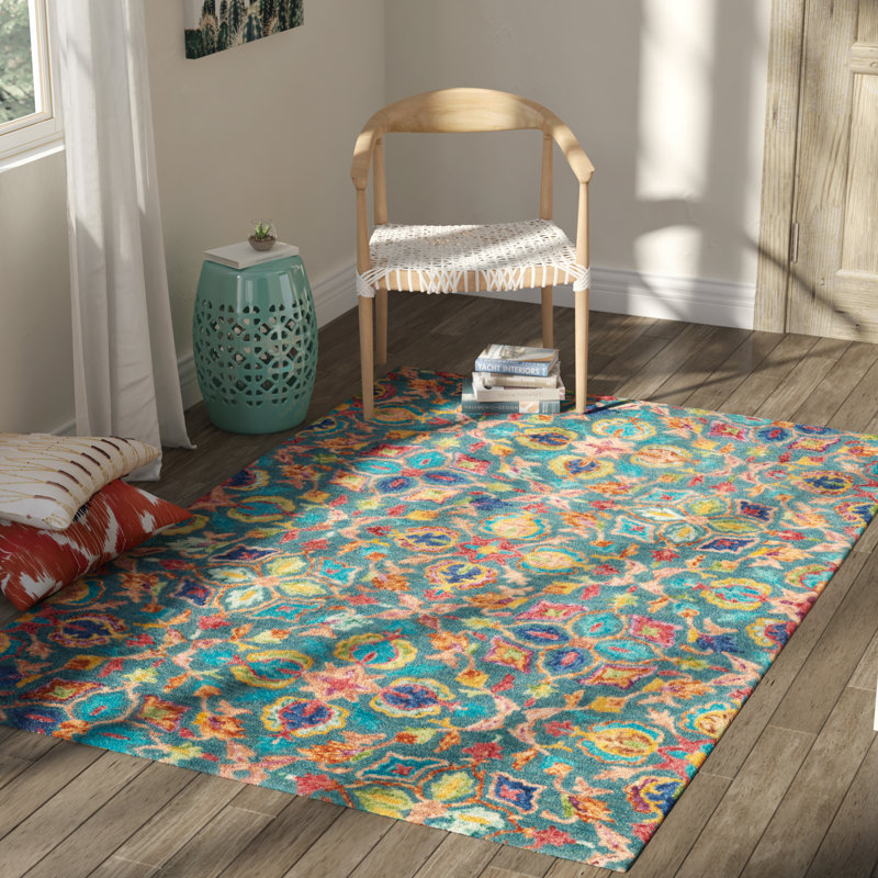 Bloomsbury Market Zosia Hand Tufted Wool Teal Area Rug Reviews Zosia Hand Tufted Wool Teal Area Rug