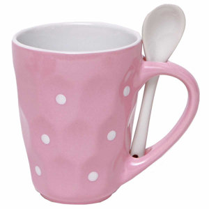 Broward Polka Dot 10 oz. Coffee Mug with Spoon