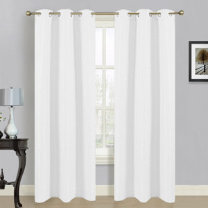 Blended Solid Semi-Sheer Grommet Curtain panels (Set of 2)