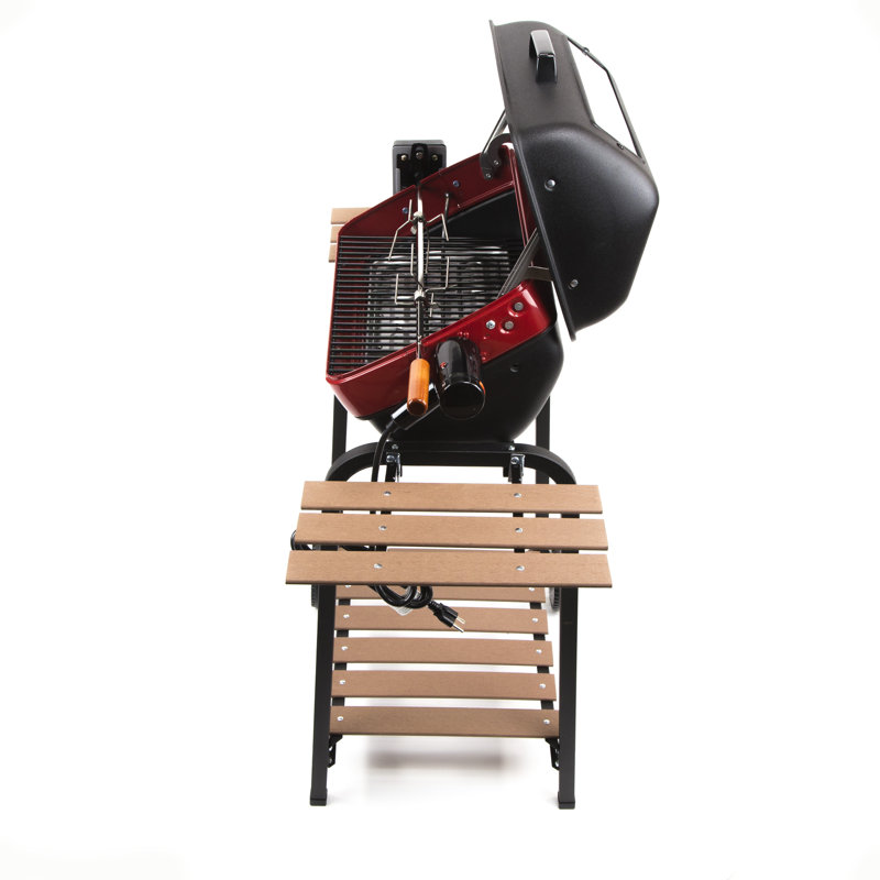 Meco Easy Street Electric Cart Grill with Folding Side Tables, Shelf