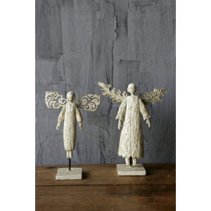 Chateau 2 Piece Resin Angels On Stand Figurine Set
